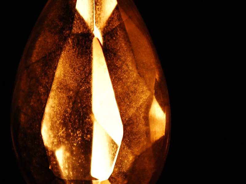 This is light shining through an amber crystal.